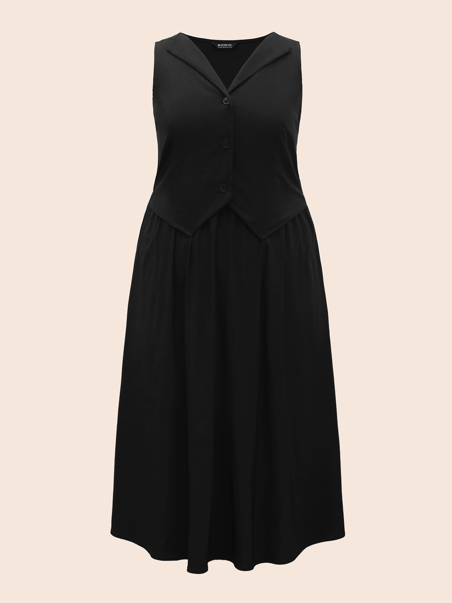 Stretch Woven Vest Flare Midi Dress