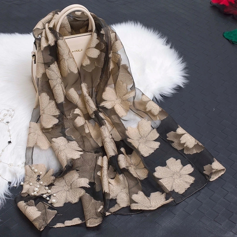 Women's Minimalist Color Block Organza Scarf