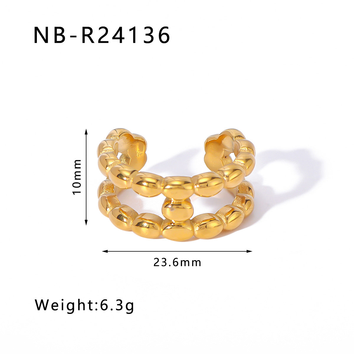 Personalized Special-Shaped Oversized Exaggerated Irregular Stainless Steel Ring With Asymmetric Fingerprints