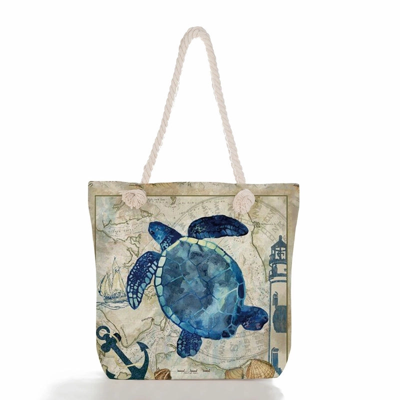 Women's Classic Style Tropical Canvas Shopping Bags