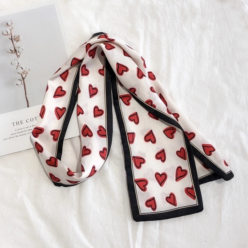 Women's Elegant Sweet Heart Shape Satin Printing Silk Scarf