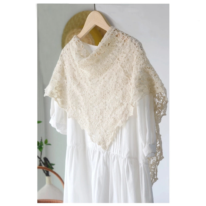 Cotton Handmade Crochet Triangle Scarf Spring And Summer Women's Solid Color Hollow-out Air-conditioning Room Neck Protecting Shawl Dual-purpose Scarf