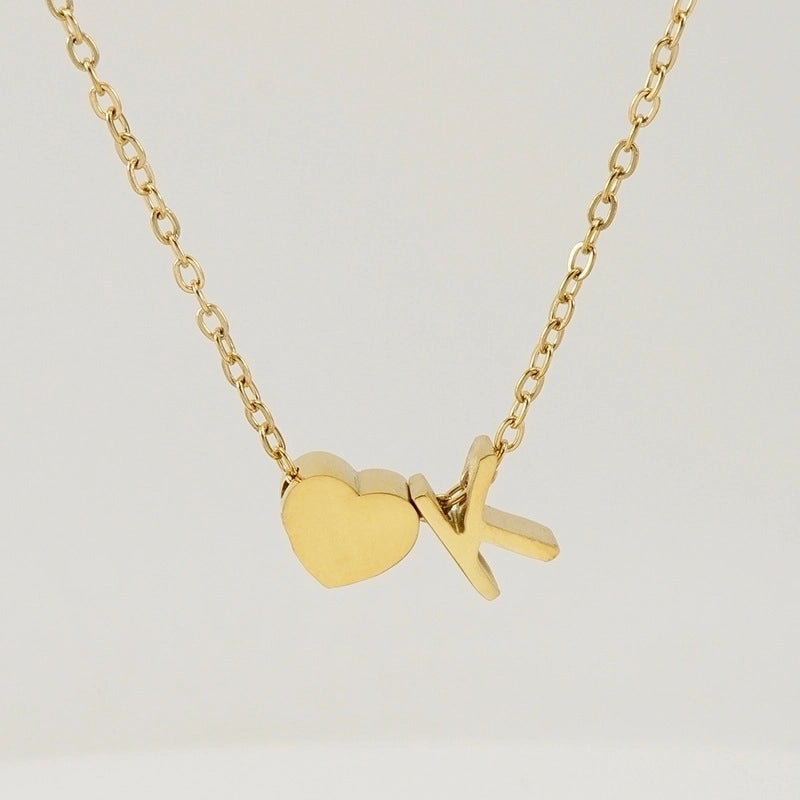 Fashion Letter Heart Shape 304 Stainless Steel 18K Gold Plated Gold Plated Stainless Steel Necklaces