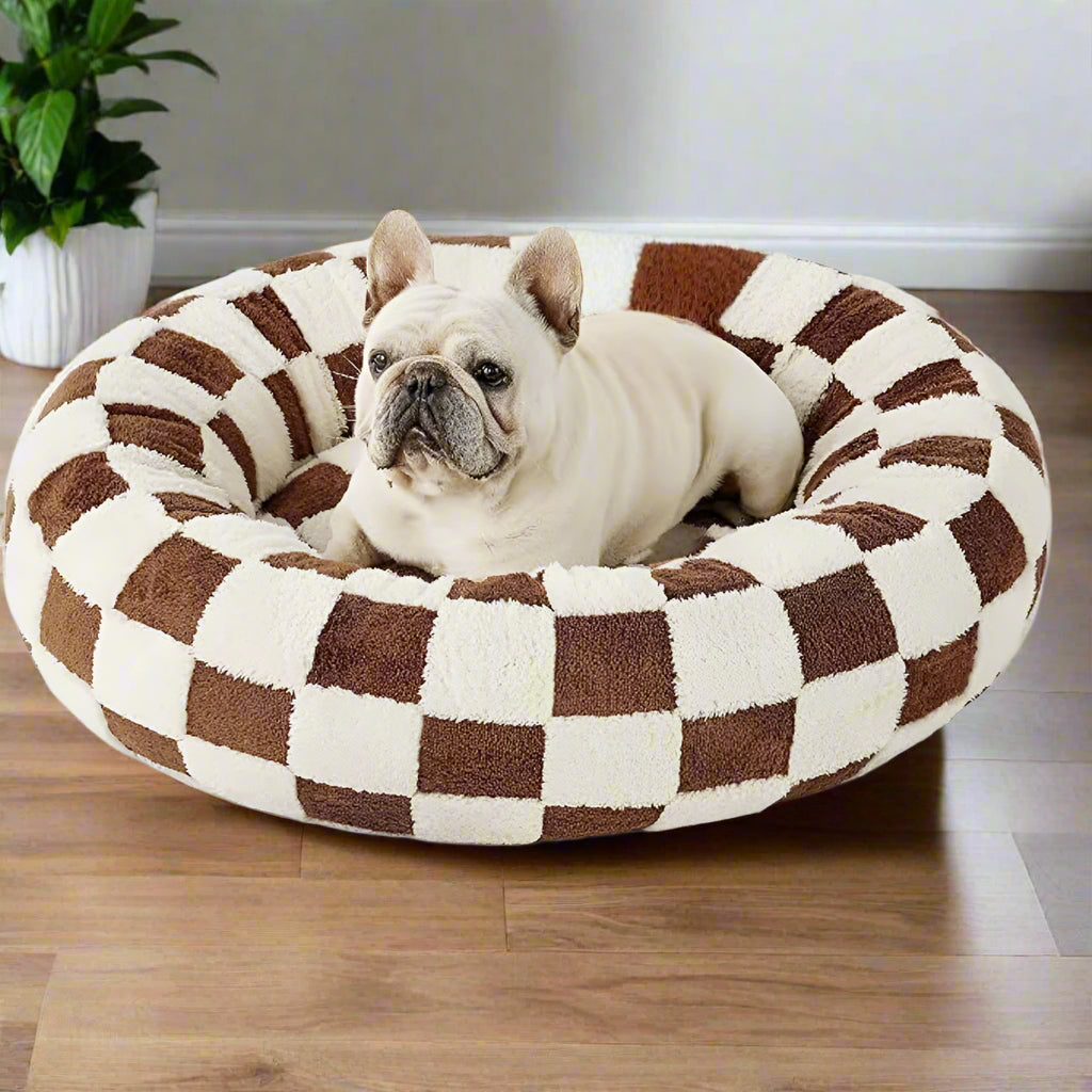 Floral Checkerboard Pet Bed