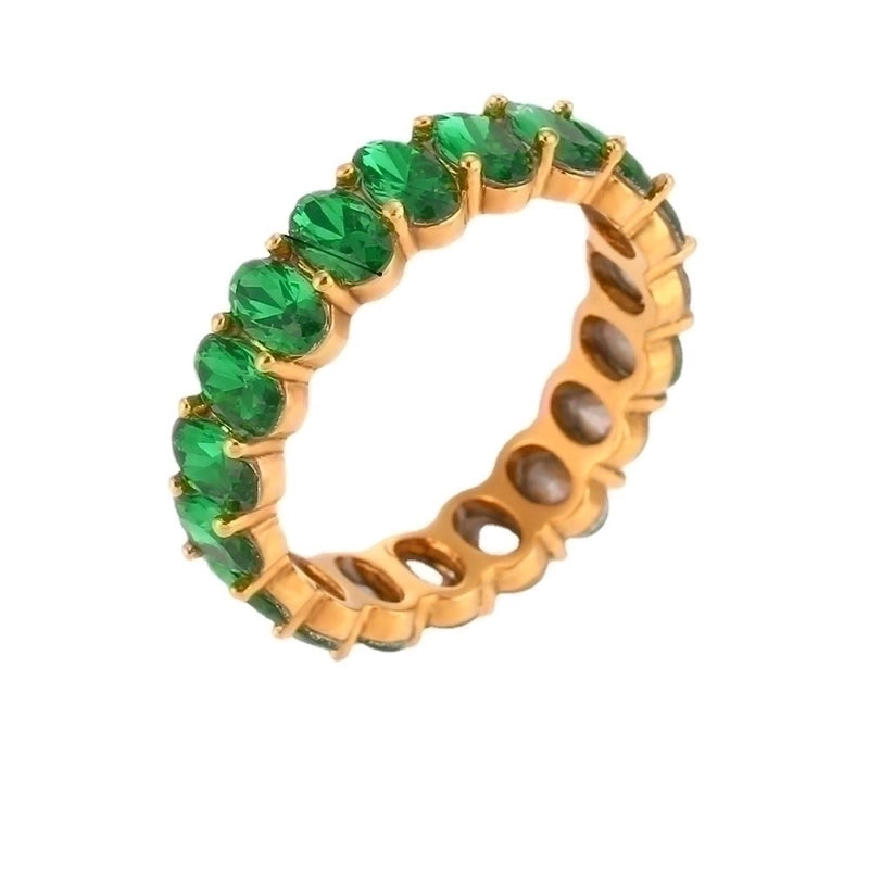 Lady Round Stainless Steel Plating Inlay Zircon 18k Gold Plated Rings