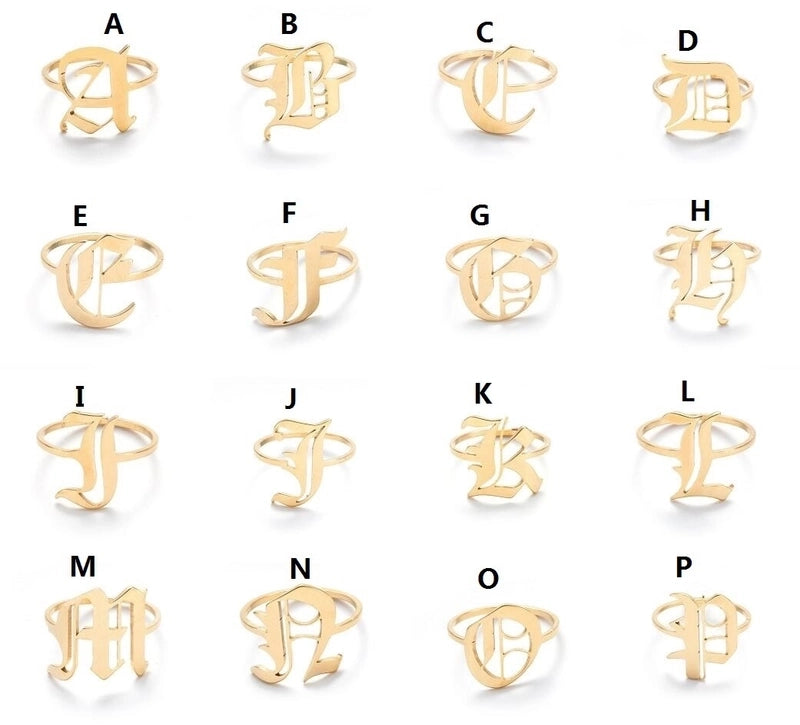 Retro Letter 201 Stainless Steel 18K Gold Plated Rings
