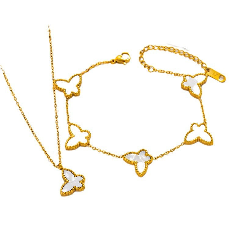 Minimalist Women Butterfly Titanium Steel 18K Gold Plated Bracelets