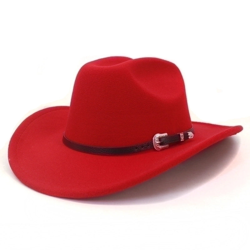 Unisex Basic Cowboy Style Solid Color Big Eaves Fedora Hat