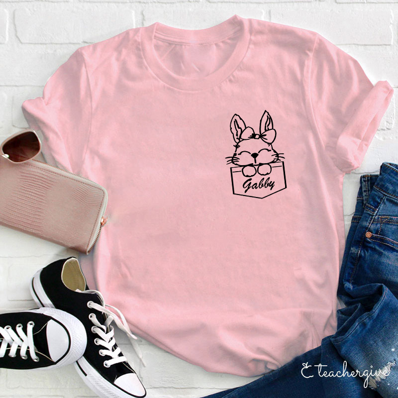 Personalized Name Cute Rabbit Teacher T-Shirt