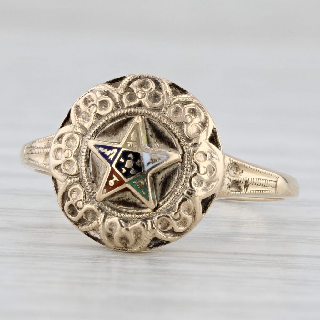 Vintage Order Eastern Star Ring 10k Gold Women's OES Masonic Signet Size 6.25