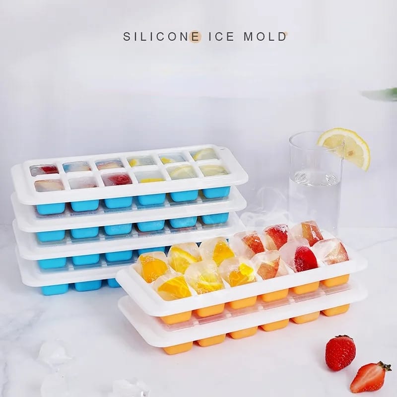 14X GRID ICE CUBE TRAY WITH LID