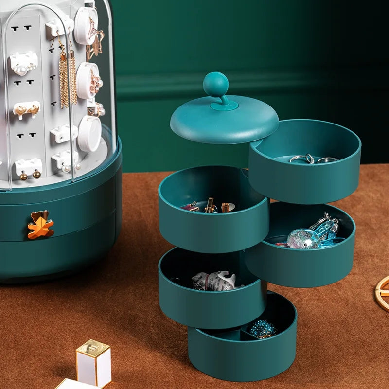 ROTATING JEWELRY ORGANIZER WITH DRAWER