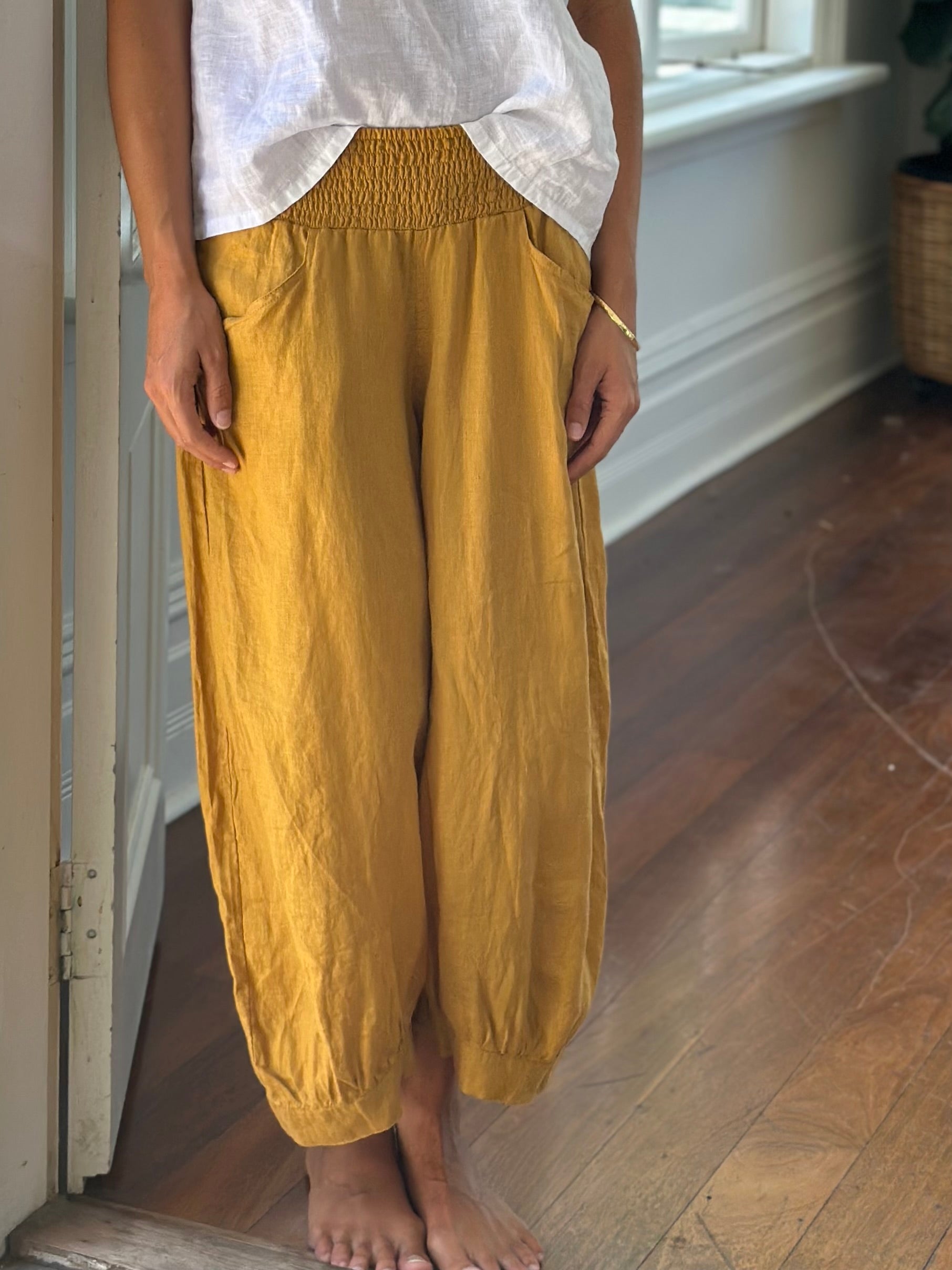 jackie pant-turmeric linen