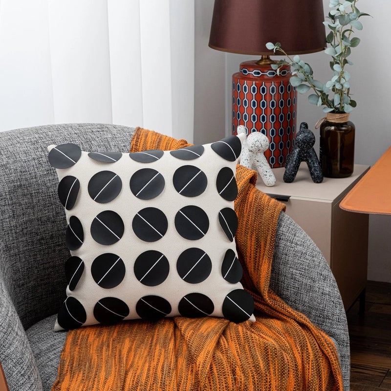 Classic Style Geometric Lattice Solid Color Pu Leather Pillow Cases Couch & Sofa Decor