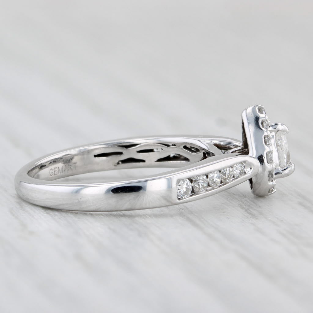 0.34ctw Pear Diamond Halo Engagement Ring 14k White Gold Size 6