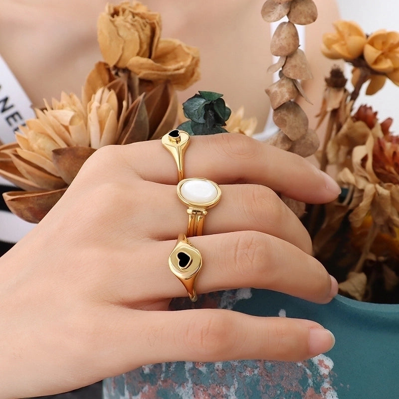 Lady Geometric 304 Stainless Steel No Inlaid 18K Gold Plated Plating