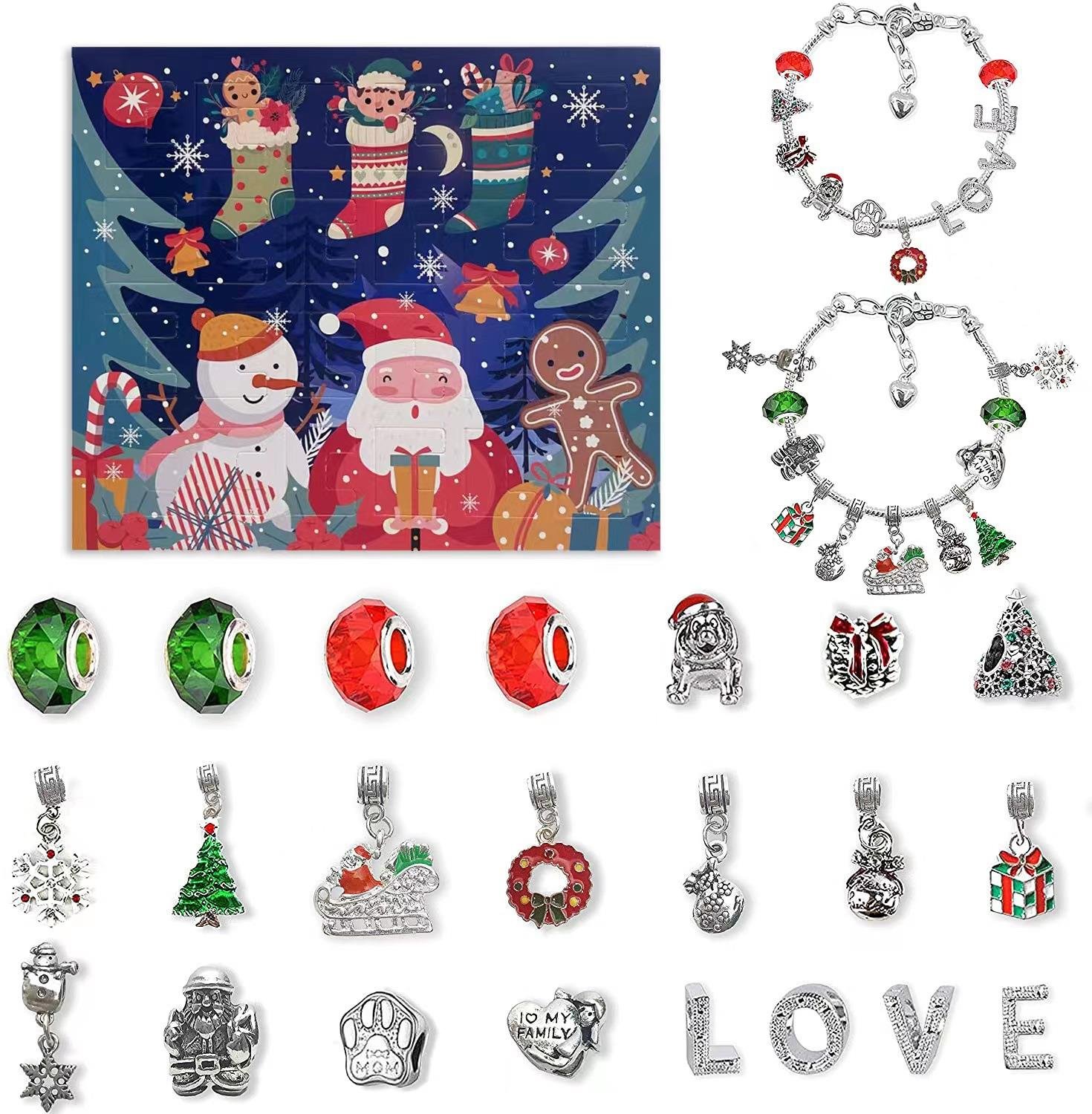 (🎁Early Christmas Sale- 48% OFF🎁) 24 Days Countdown Calendar DIY Christmas Advent Calendar Bracelets Set - Buy 2 Get EXTRA  10％  OFF  & FREE SHIPPING