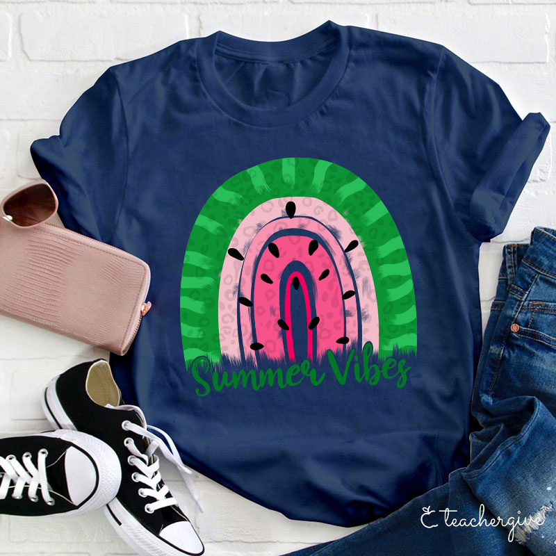 Watermelon Summer Vibes Teacher T-Shirt