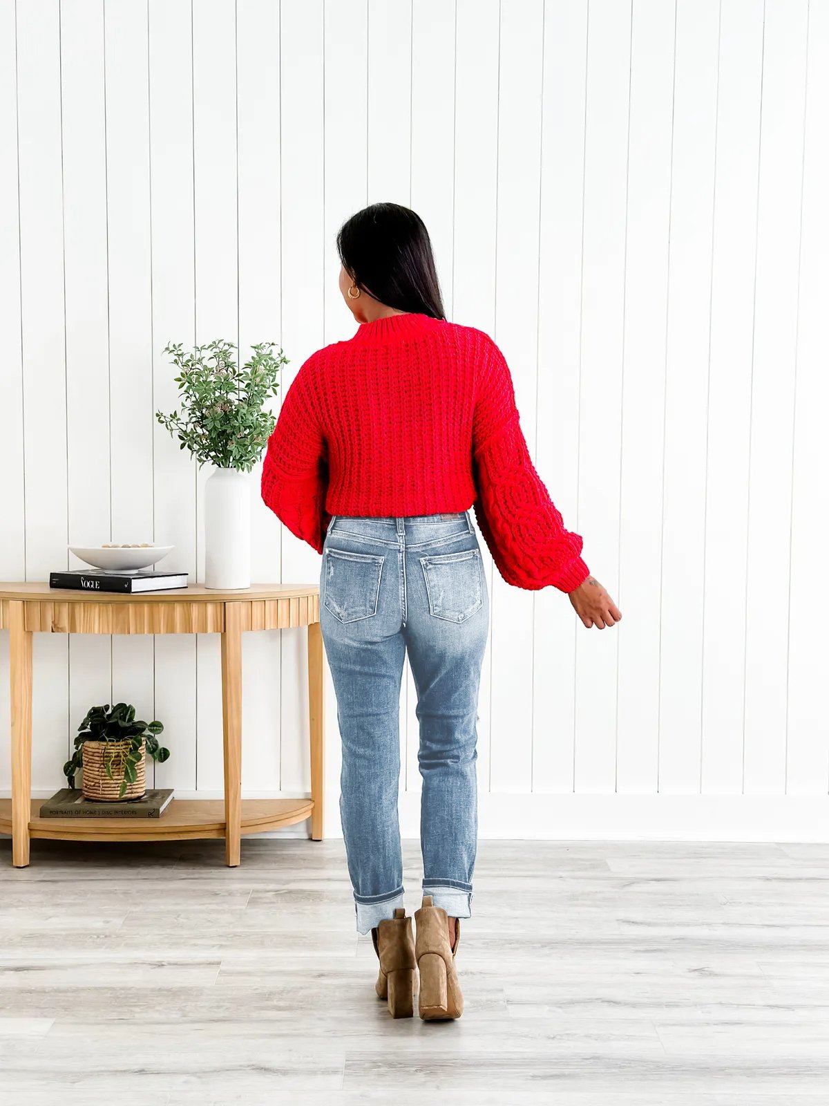 🔥Last Day Promotion 49% Off - Tummy Control Distressed Cuffed Boyfriend Jeans
