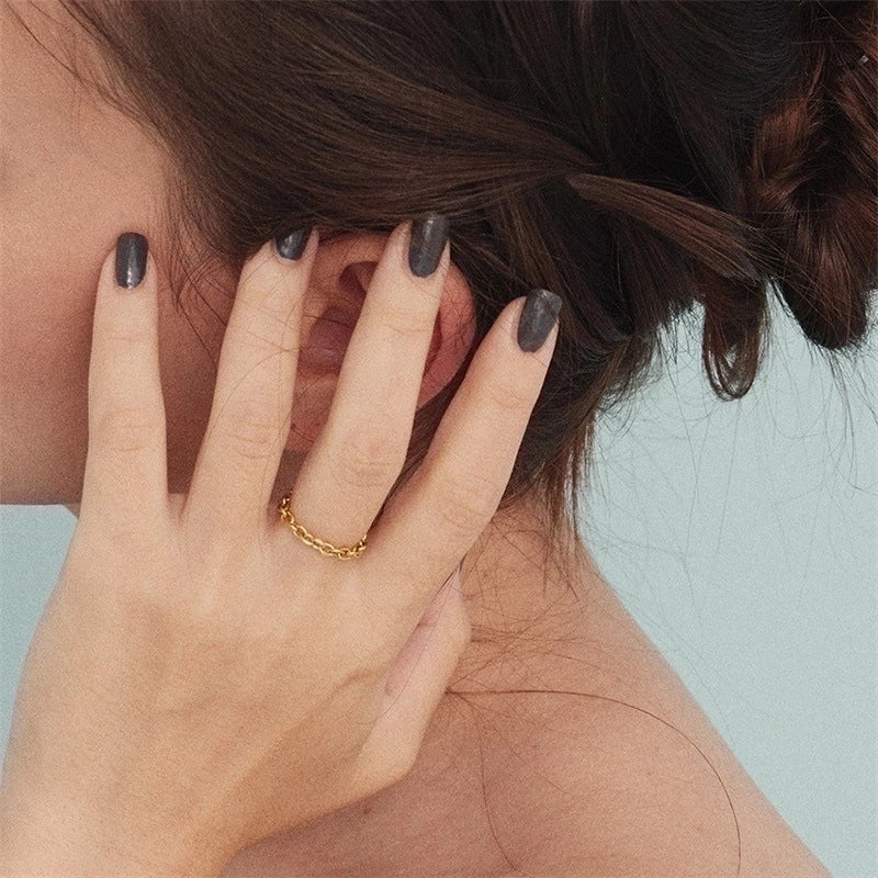 Stainless Steel 14K Gold Plated Fashion Geometric No Inlaid Rings