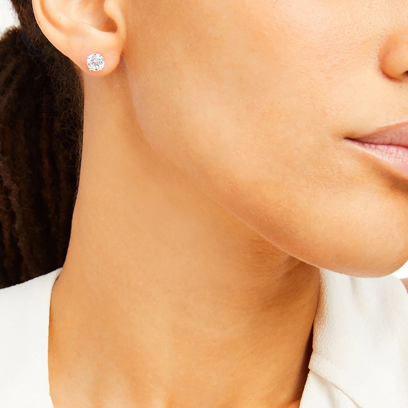 Round-Cut Lab-Grown Diamond Solitaire Stud Earrings 2 ct tw 14K White Gold (F/SI2)