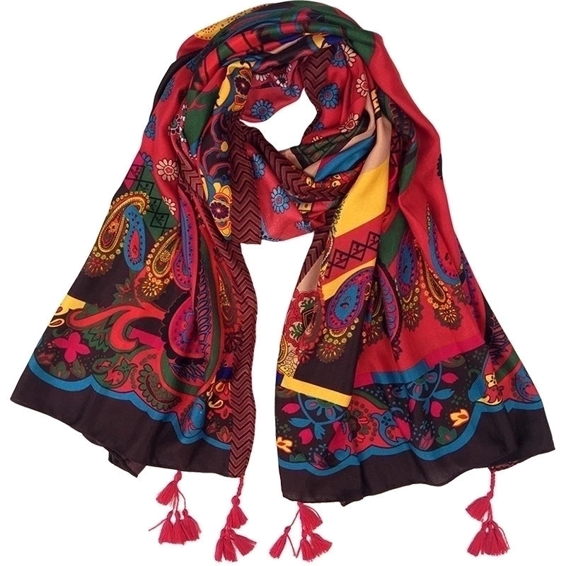 Women's Classic Style Printing Cotton And Linen Scarf Shawl