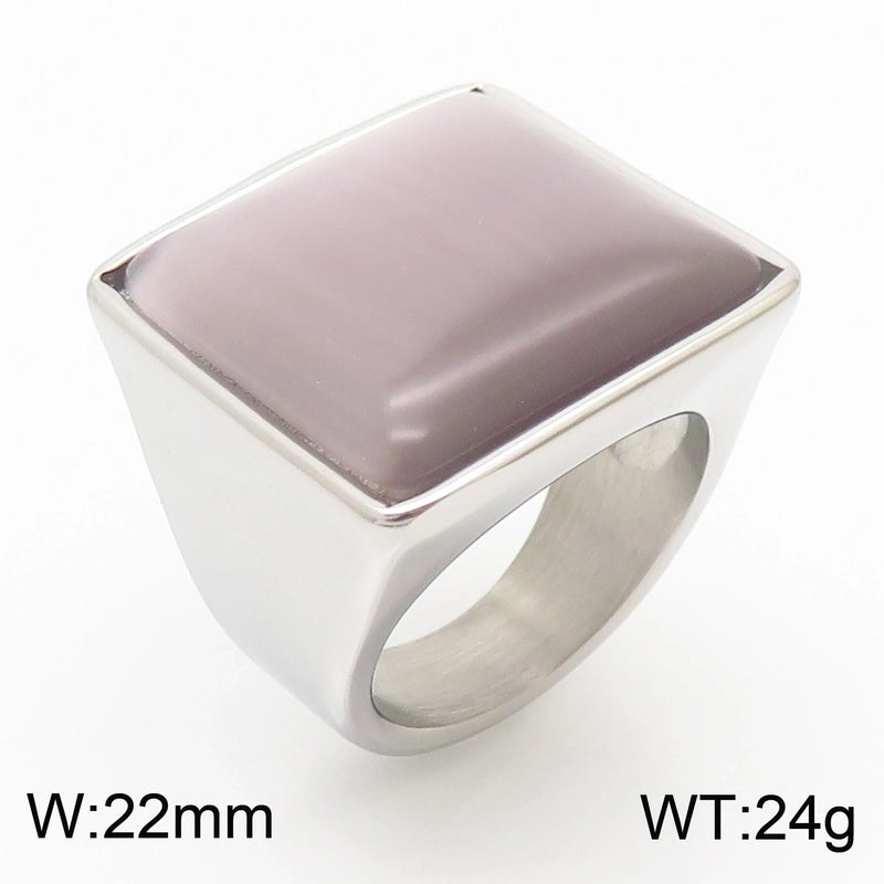 Vintage Style Geometric Square Stainless Steel 18K Gold Plated Plating Rings