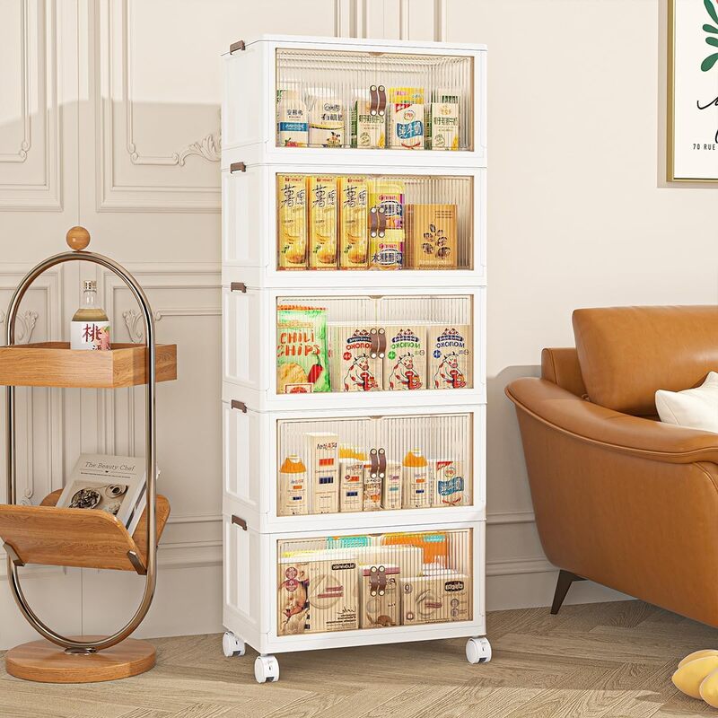 Foldable Storage Cabinet 5 Layer . Closed Storage Organizer