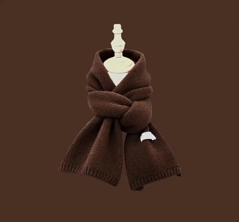 Internet Celebrity Solid Color Wool Knitted Scarf Women's Autumn And Winter New Student Couple Warm Small Scarf
