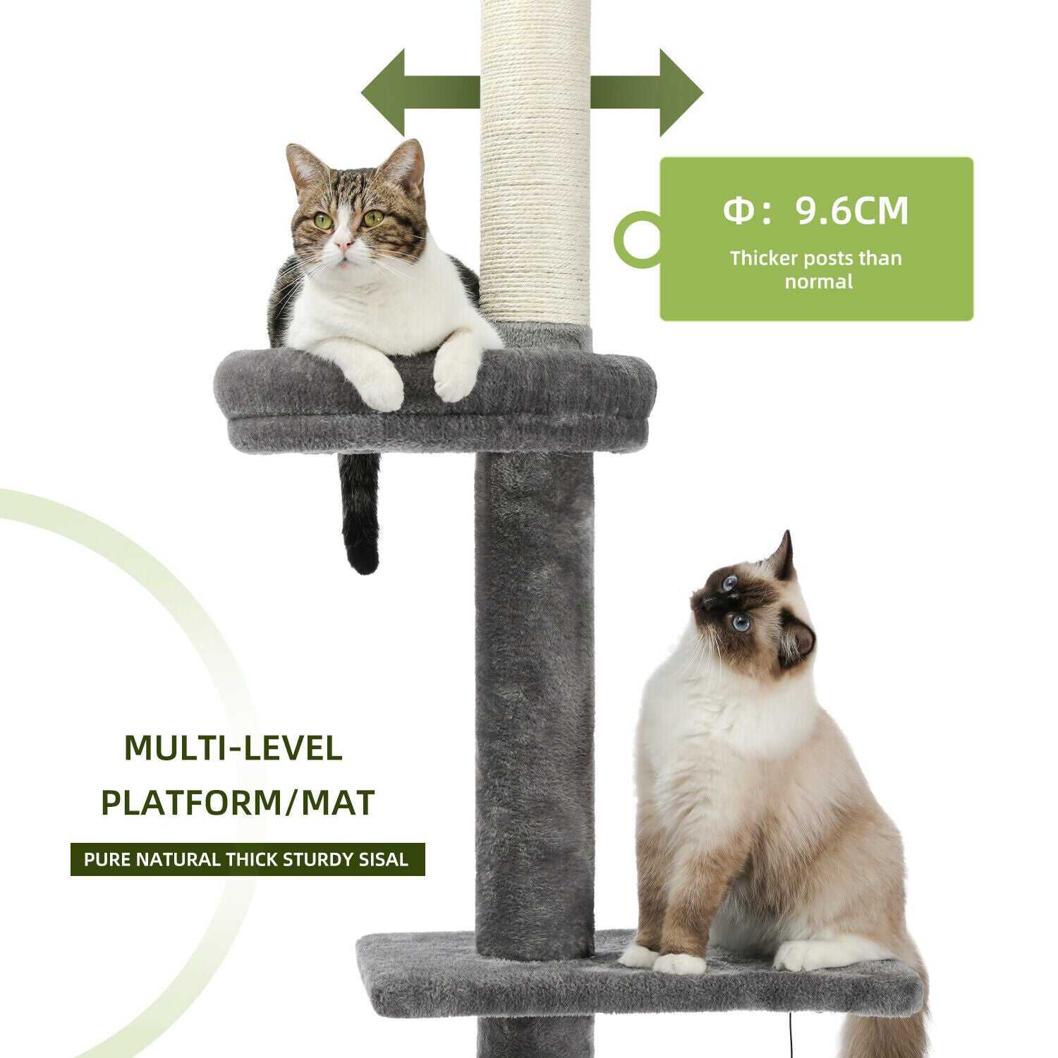 228 - 274cm Cat Scratching Post / Tree / Pole