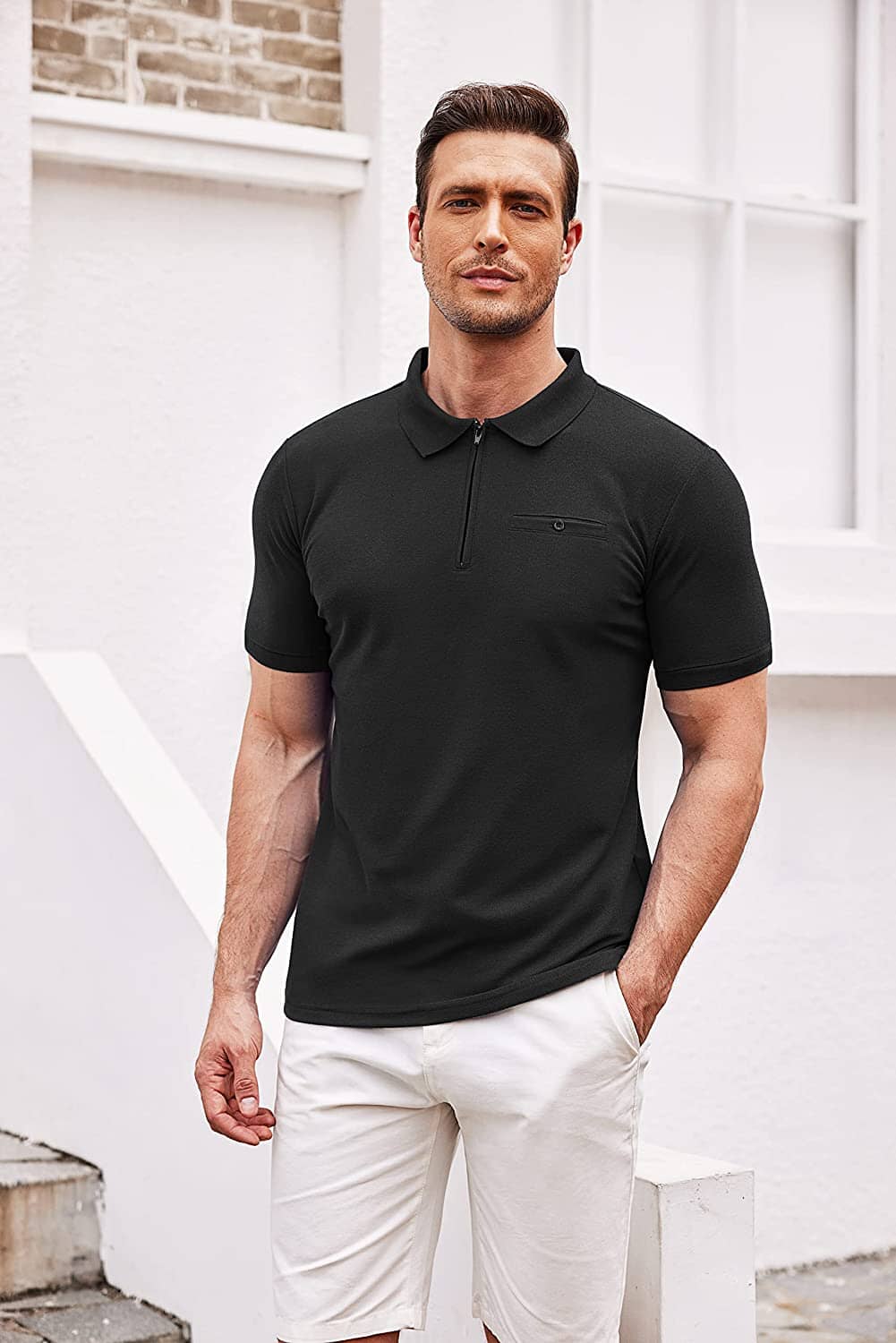 Slim Fit Zipper Polo Golf Shirt (US Only)