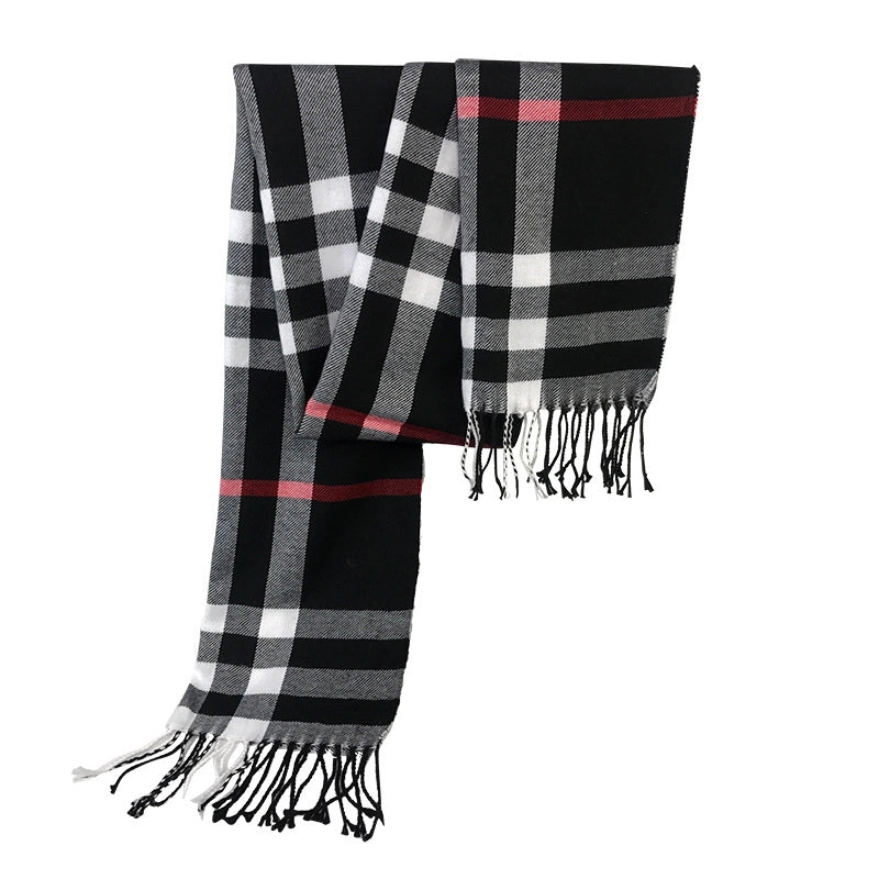Autumn And Winter New Tassel Men's Scarf Double-sided Cashmere Scarf Long Tassel Warm Lovers Scarf