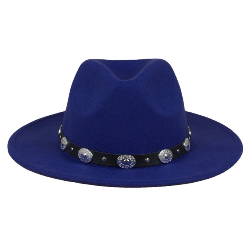 Silver Buckle Jazz Hat Punk Western Cowboy Hat Star Pattern Hat Five-pointed Star Small Hat Spot