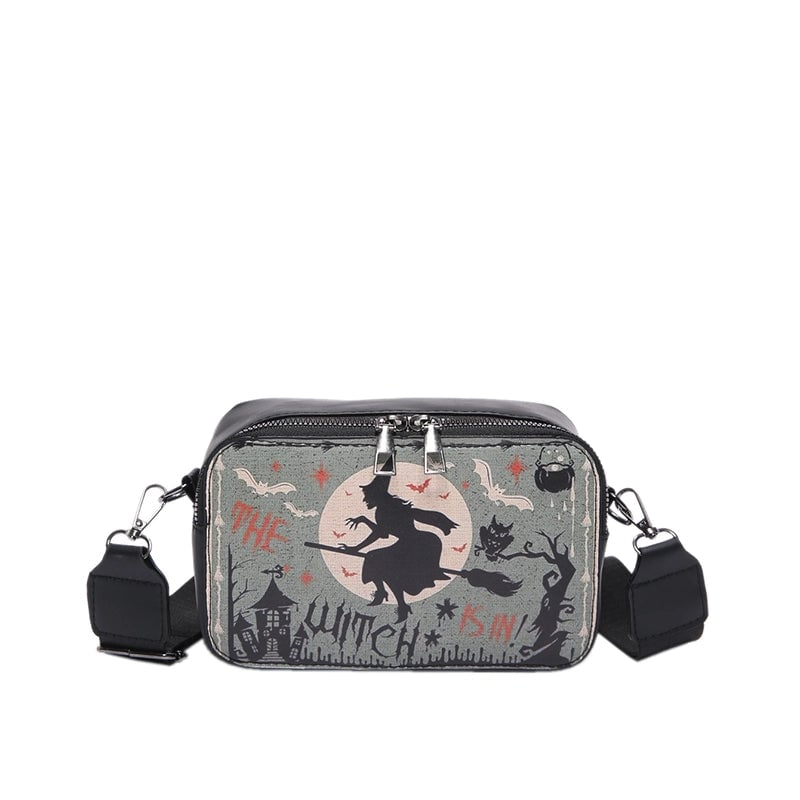 Halloween Women's Pu Leather Pumpkin Letter Ghost Streetwear Square Zipper Shoulder Bag Crossbody Bag