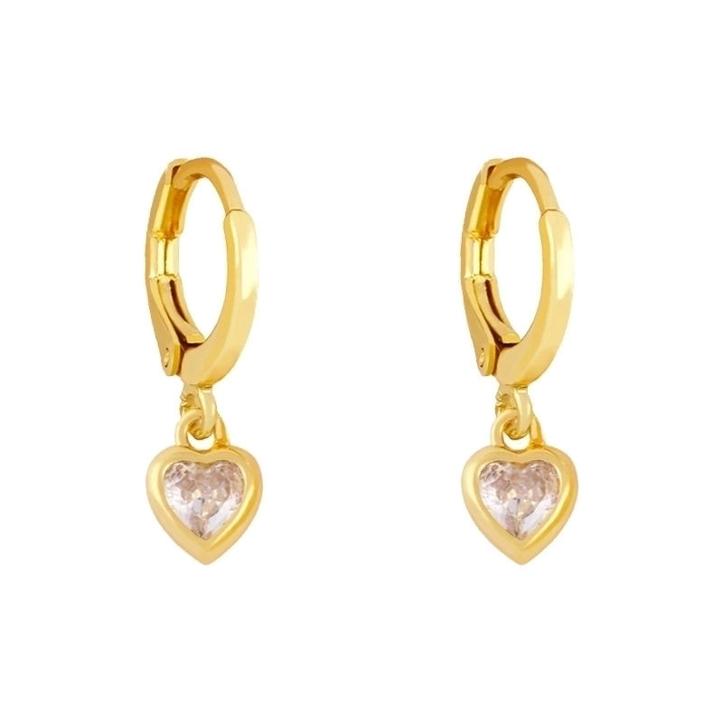 Fashion Heart Copper Artificial Gemstones Copper Earrings