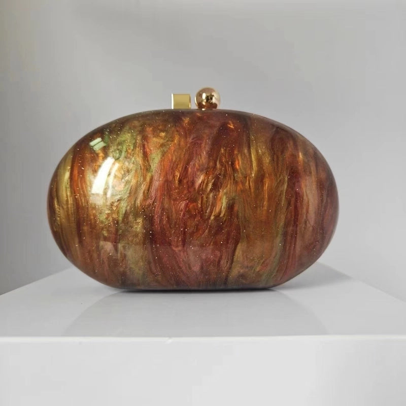 Women's Arylic Tie Dye Vintage Style Shell Lock Clasp Shoulder Bag Crossbody Bag