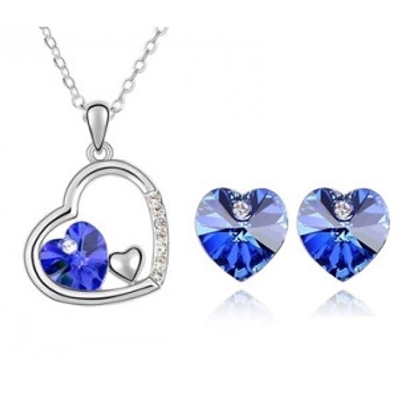 Alloy Inlaid Crystal Heart Artificial Gemstones Crystal Jewelry Sets