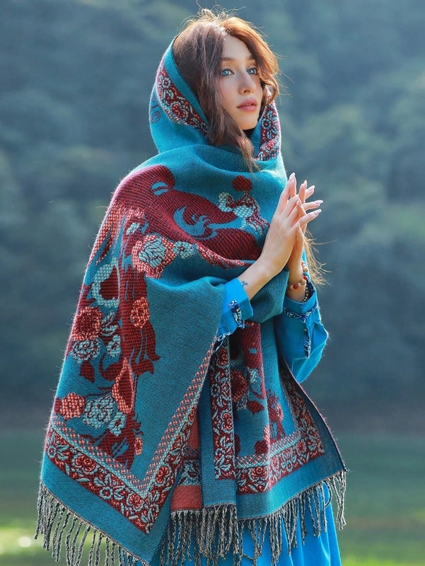 New Arrival Of Autumn And Winter Scarf Plus-Sized Thick Warm Winter Shawl Office Airport Cover Blanket Ethnic Style Shawl