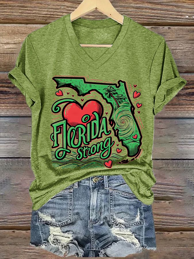 Women's Florida Strong Printed V-Neck T-Shirt