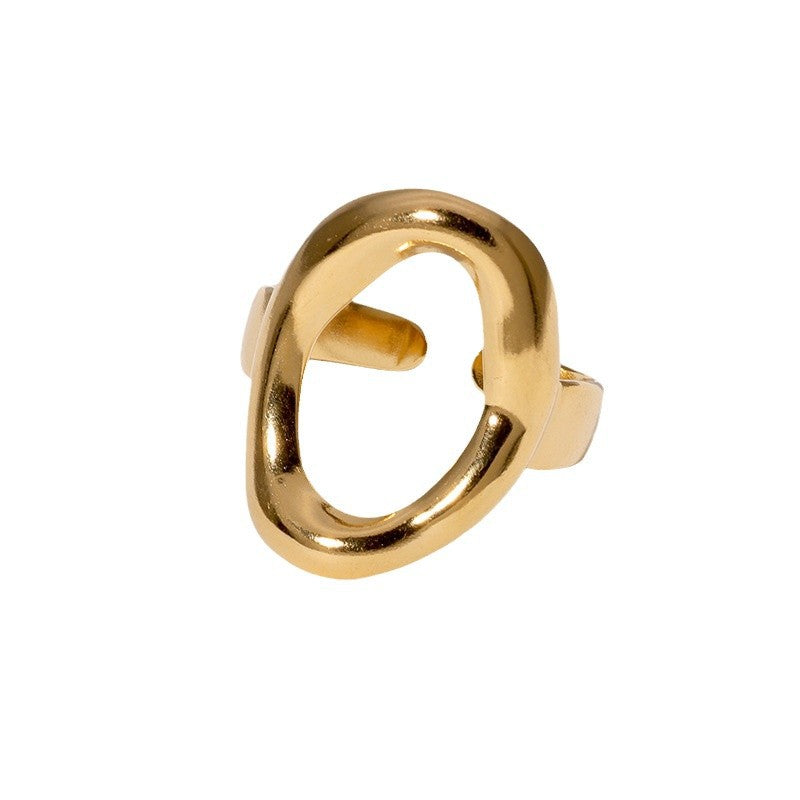 Open Ring Minimalist Ellipse Geometric Stainless Steel Electroplating Rings