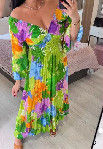 🔥LAST DAY PROMOTION- SALE 49% OFF💃V-neck Floral Vacation Loose Dress