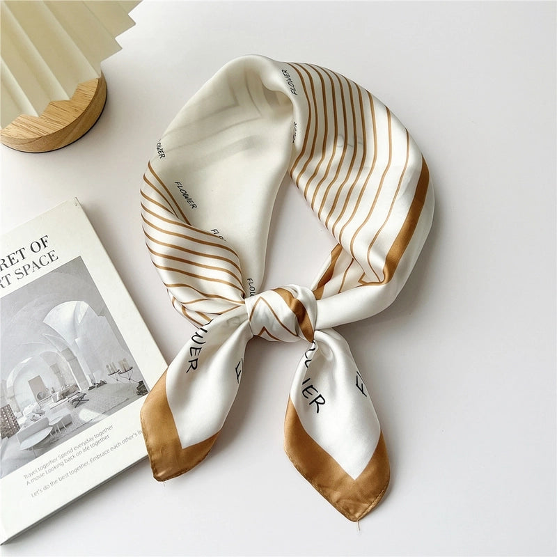 Women's Cartoon Style Cute Minimalist Printing Polyester Printing Silk Scarf