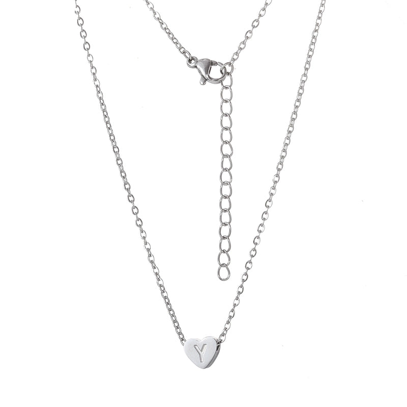 Stainless Steel Titanium Steel 18K Gold Plated Minimalist Letter Heart Shape None Pendant Necklace