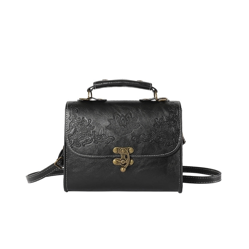 Women's Pu Leather Solid Color Vintage Style Classic Style Square Lock Clasp Handbag Crossbody Bag