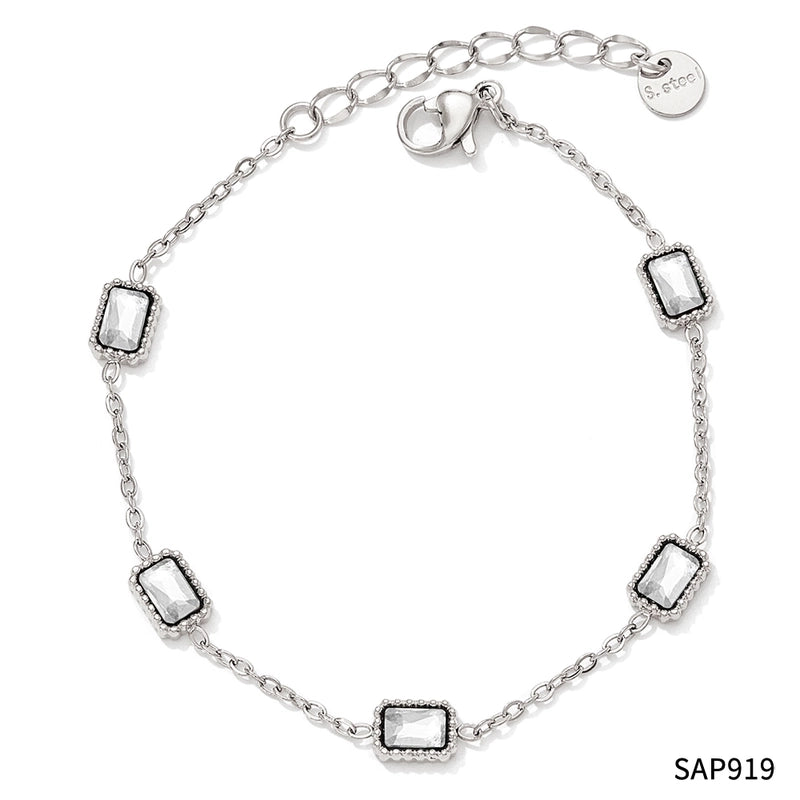 2 Pieces IG Style Modern Style Square Solid Color 304 Stainless Steel 16K Gold Plated White Gold Plated Gold Plated Zircon Bracelets In Bulk