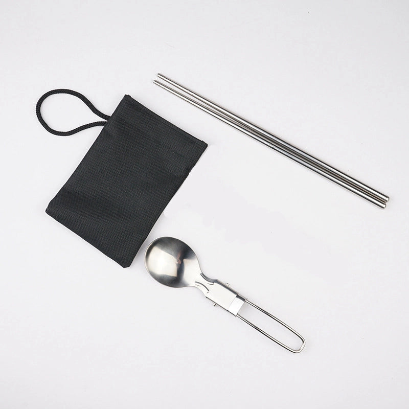 Stainless Steel Folding Spoon. Folding Cutlery Knife Salad Spoon With Fork Folding Spoon Outdoor Portable Set