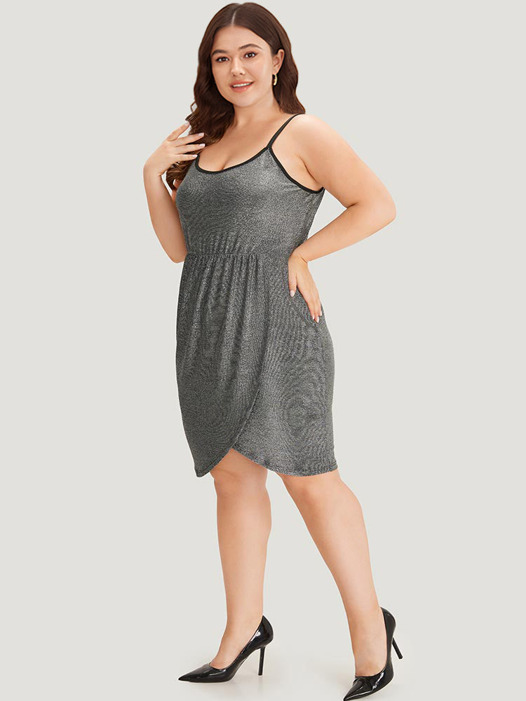Plain Pleated Detail Wrap Hem Cami Dress