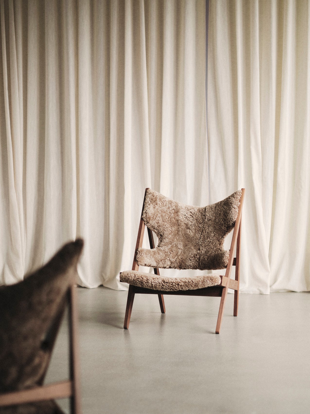 Knitting Chair. Sheepskin