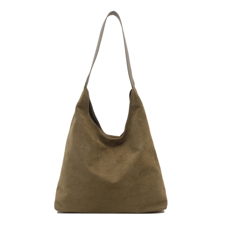 Women's Medium Suede Solid Color Streetwear Square Magnetic Buckle Shoulder Bag Underarm Bag