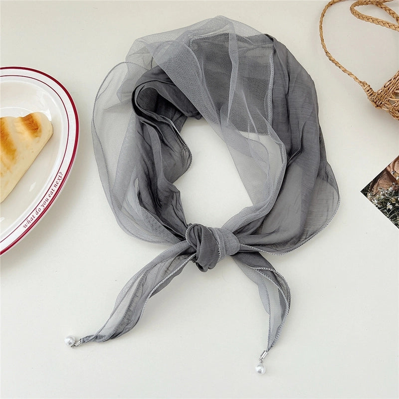 Pearl Lace Stitching Diamond Small Scarf Women's Spring And Autumn Professional  Small Scarf Headscarf Decorative Scarf